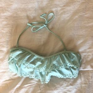 Turquoise convertible ruffle bikini top